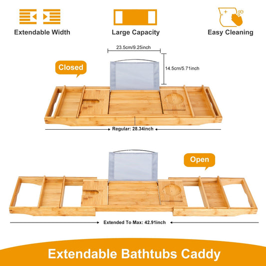 Bamboo Bathtub Folding Tray Table